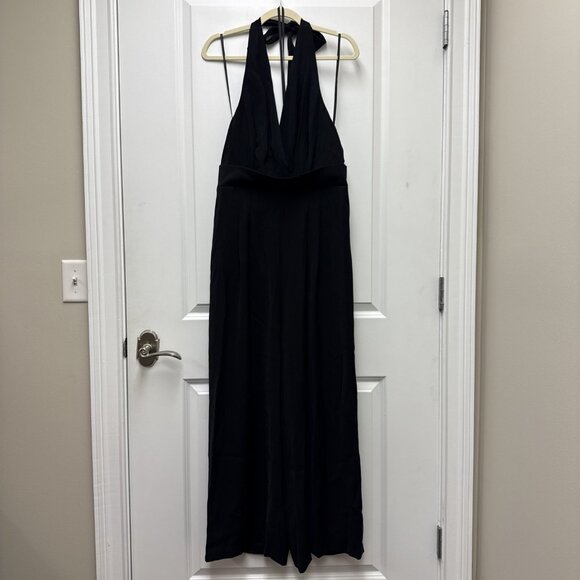 New DONNA KARAN NEW YORK Womens Size 14 Black Wide Leg Halter Jumpsuit Cocktail - Picture 6 of 15